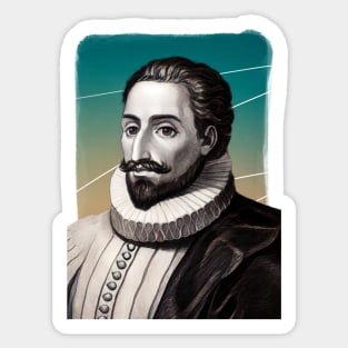 Spanish writer Miguel de Cervantes illustration Sticker